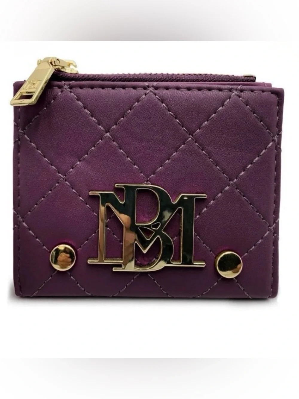 Badgley Mischka Quilted Purple Logo Accent Wallet